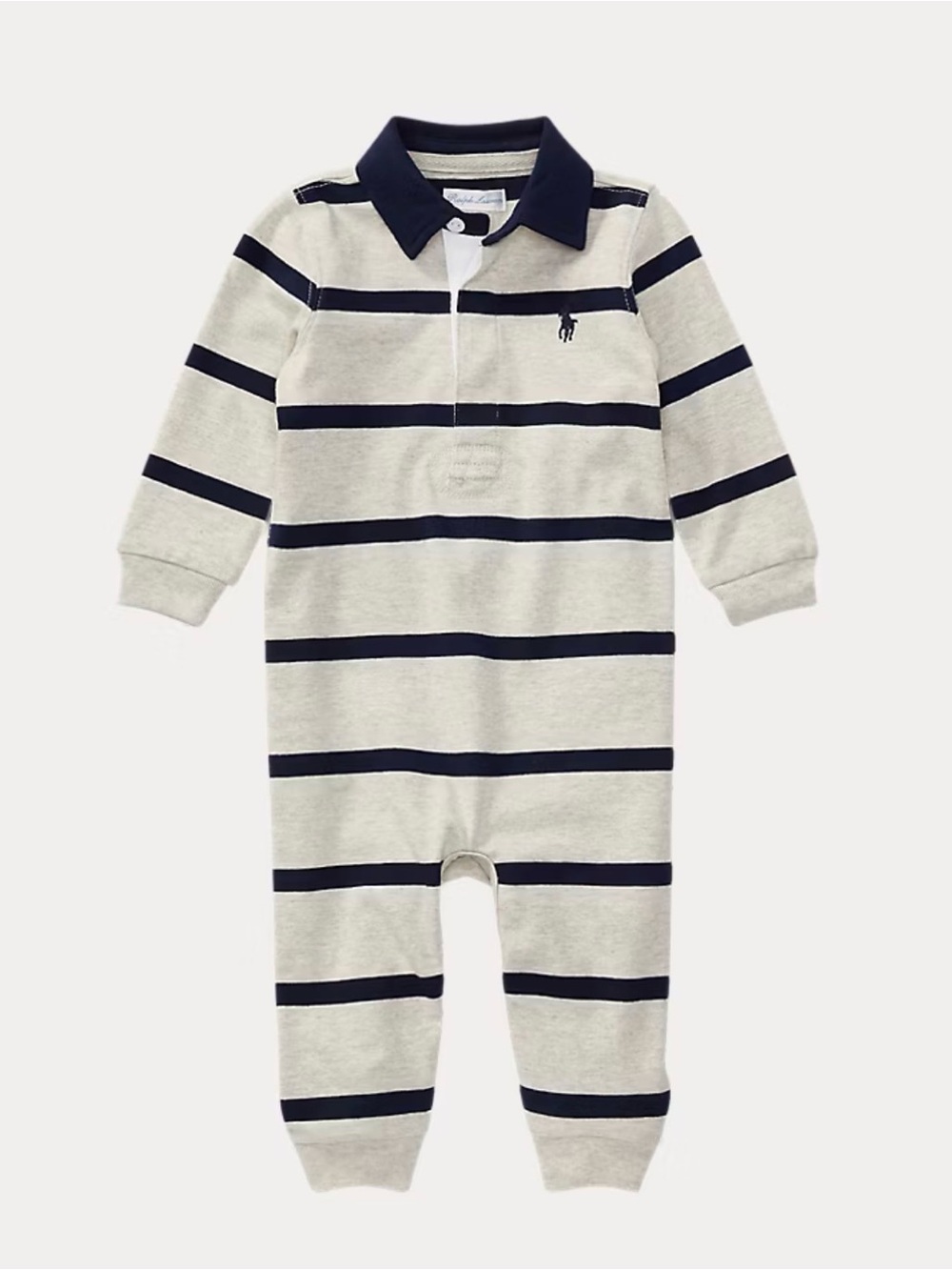 Polo Ralph Lauren Baby Boys Striped Cotton Jersey Rugby Coveralls Size 12 Months - Picture 2 of 5